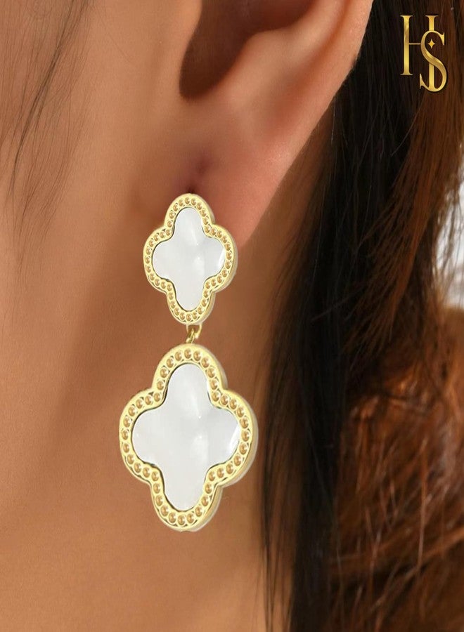 HighSpark Stud Earrings for Women | Dangle Stud Earrings | White - Image 3